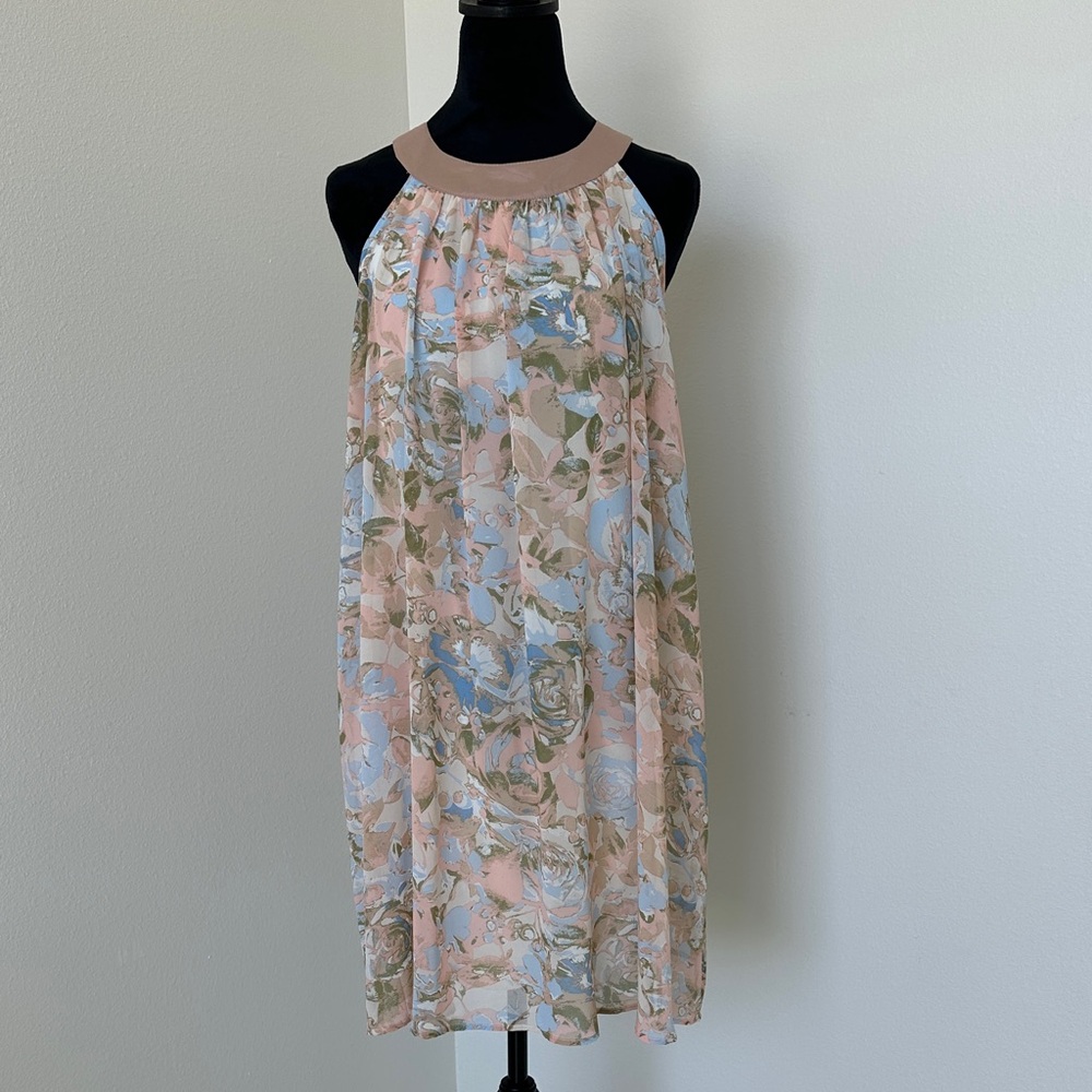 Charming Charlie Floral Halter Dress - Pink and Blue
